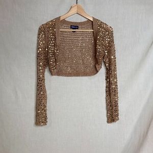 Gold sequin knit shrug